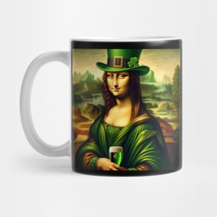 Mona Lisa's Irish Charm: St. Patrick's Day Celebration Mug